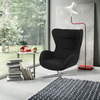 Flash Furniture ZB-WING-BK-FAB-GG Black Fabric Swivel Wing Chair